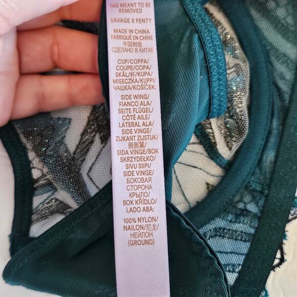 Savage X Fenty Shining Star Embroidered Unlined Demi Bra Blue Women's Size 34C - Picture 5 of 9